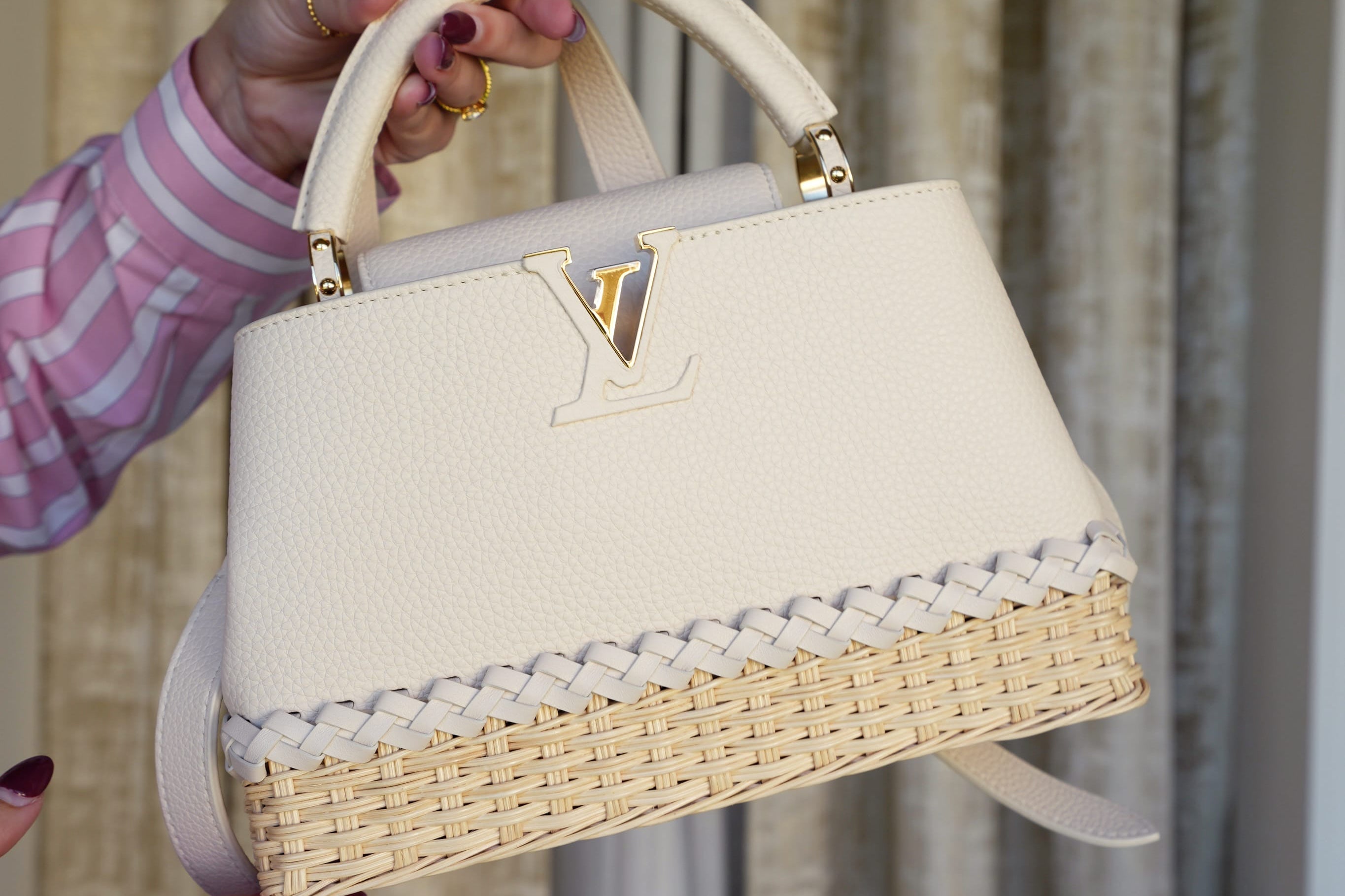 Product image 10 of 16: Louis Vuitton Vanilla Taurillon/ Rattan Capucines BB