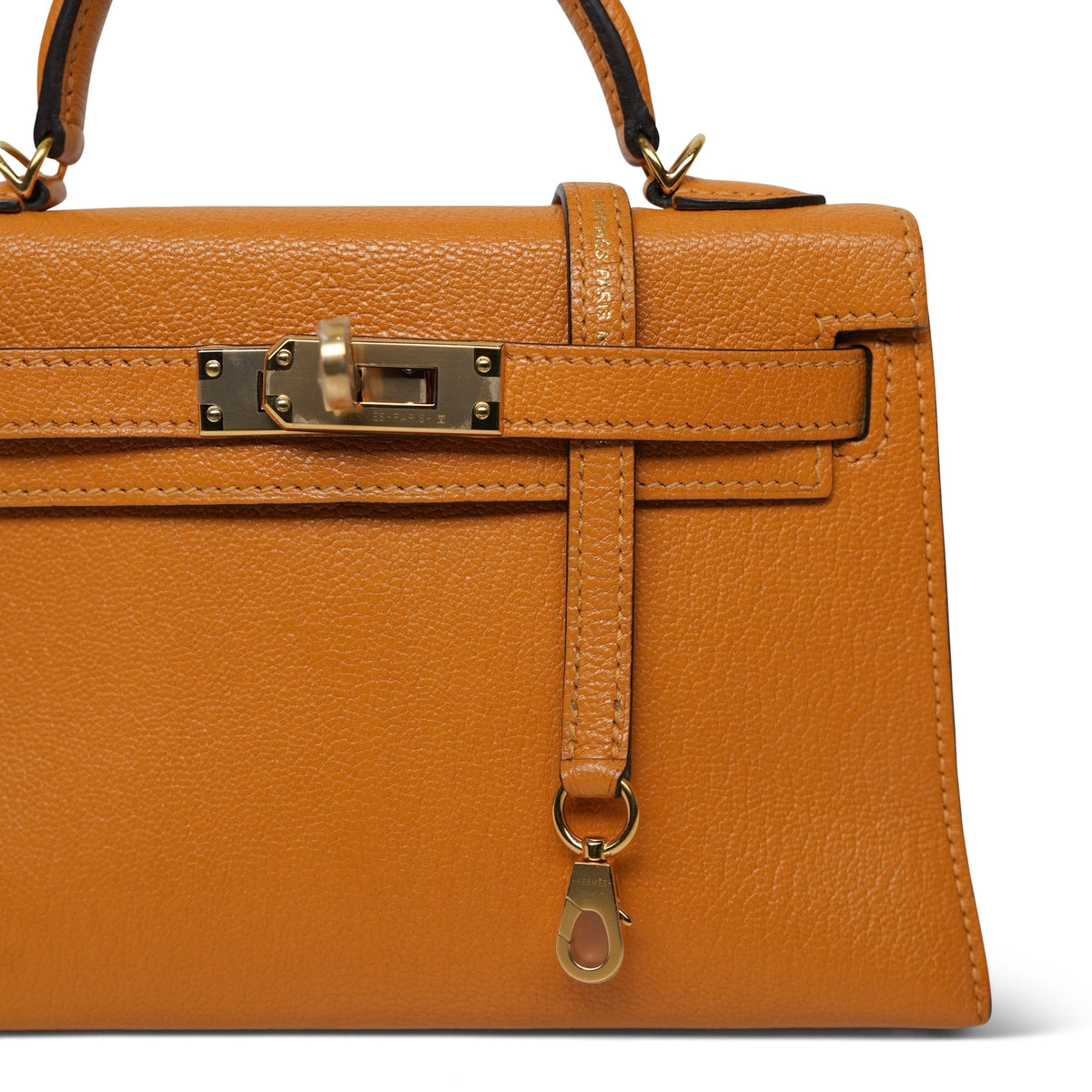 Mini Kelly Sellier Moutarde Chèvre Mysore Gold Plated A Stamp