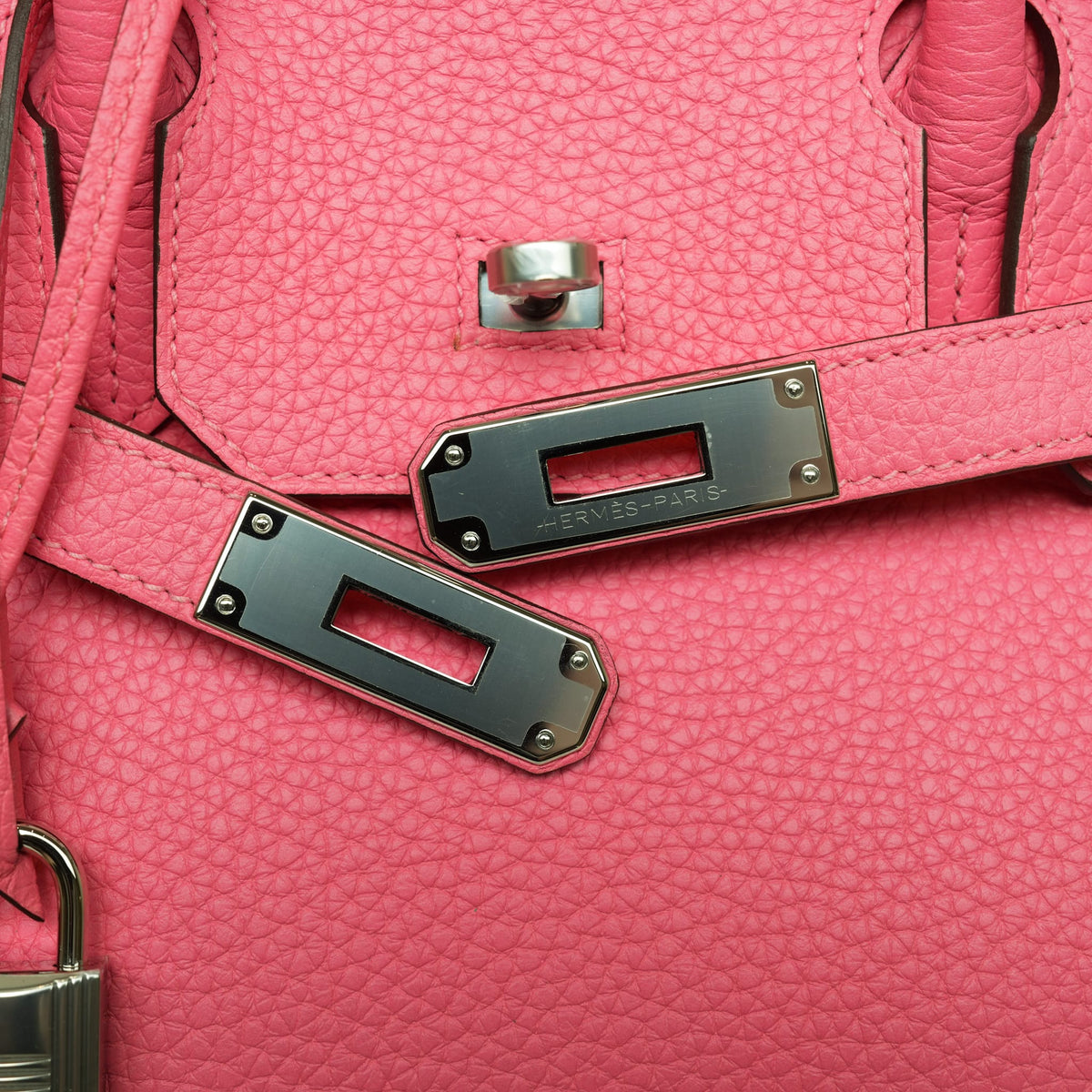Birkin 30 Rose Azalee Clemence Palladium Plated Y Stamp