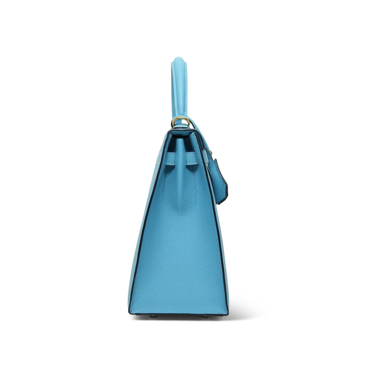 Kelly Sellier 25 Bleu Du Nord Epsom Gold Plated D Stamp
