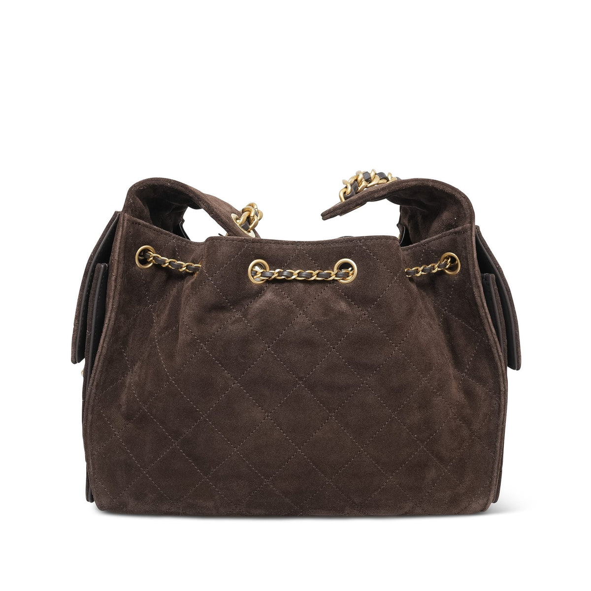 Brown Suede Quilted 25 Hobo Bag Small Aged Gold Hardware