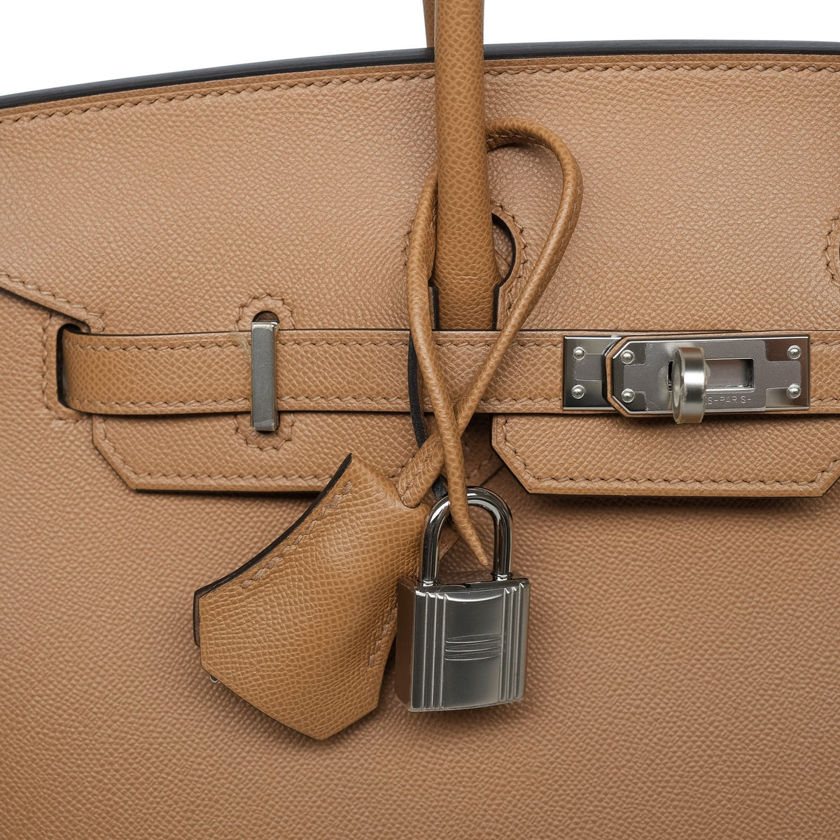 Birkin Sellier 25 Chai Veau Madame Palladium Plated U Stamp