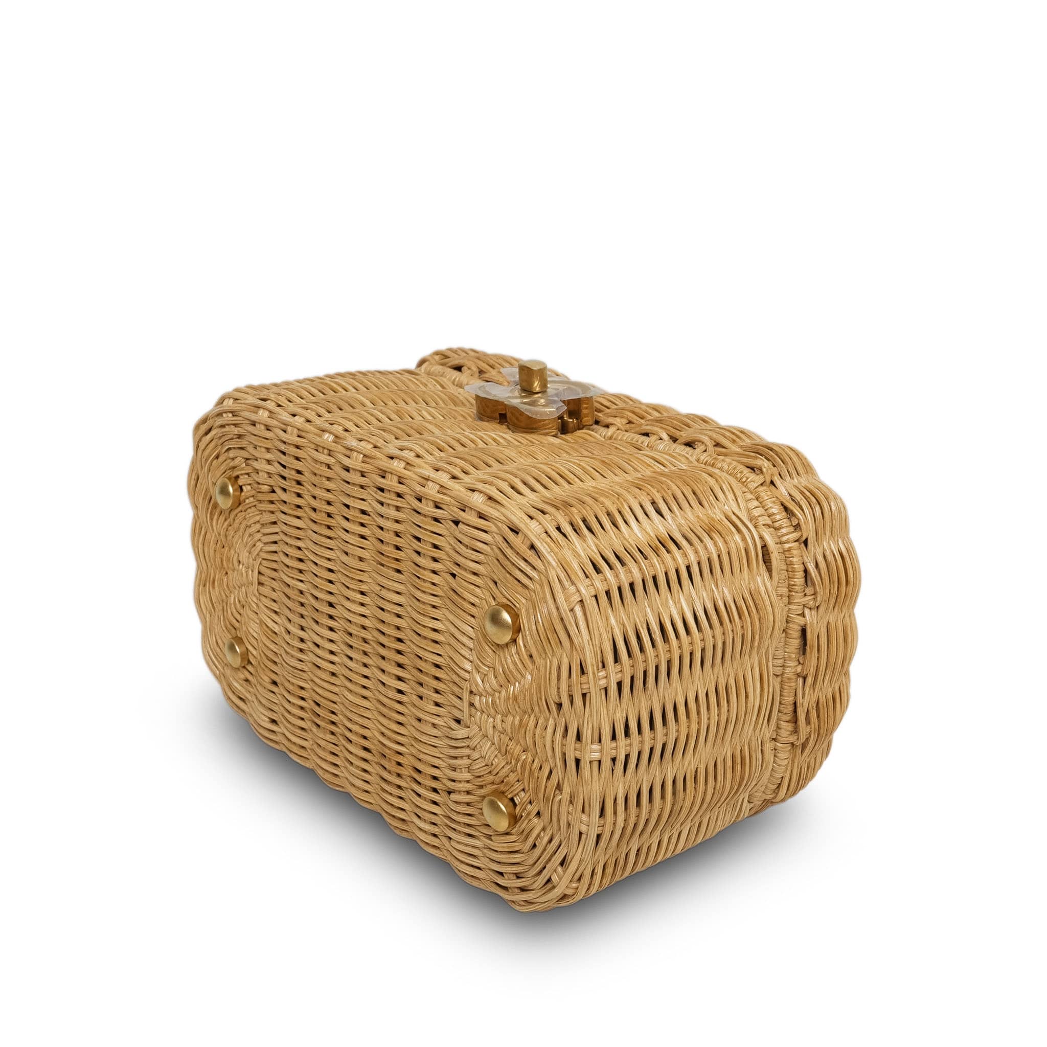 Braided Rattan Cruise Vanity Case Aged Gold Hardware