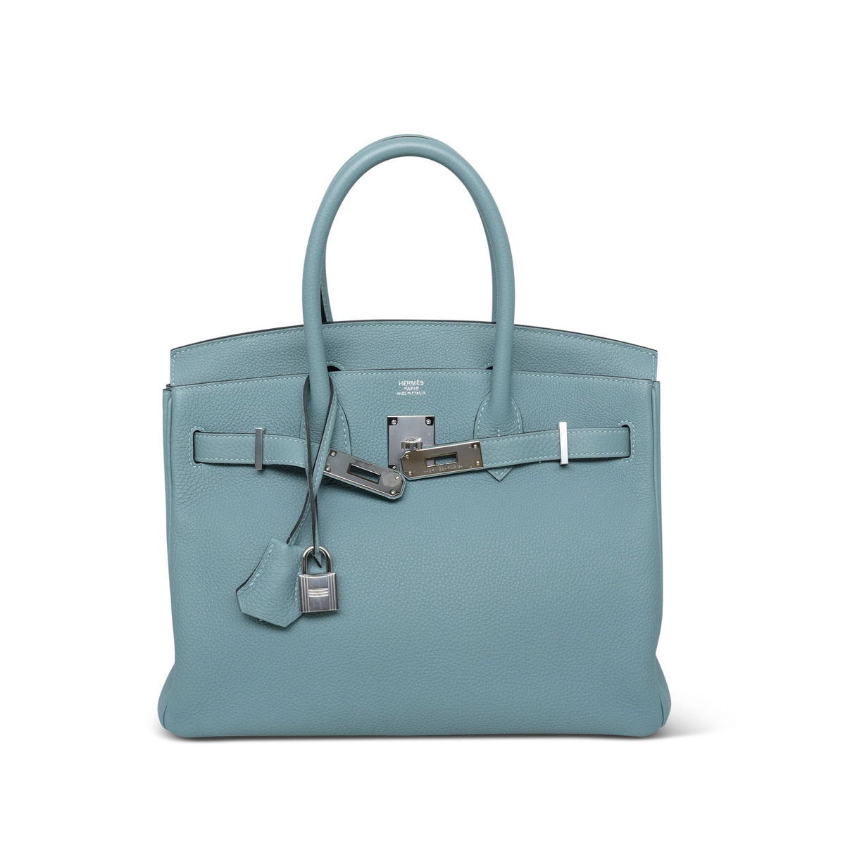 Birkin 30 Ciel Togo Palladium Plated Y Stamp