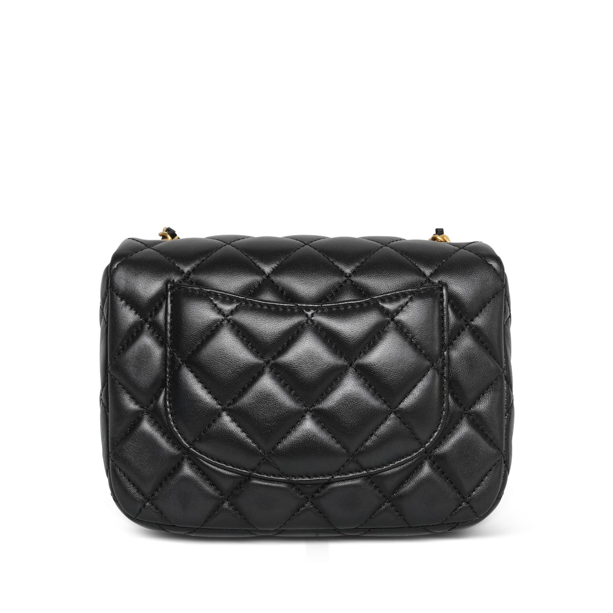 Black Lambskin Quilted Coco De Toi Heart Chain Mini Square Flap AGHW