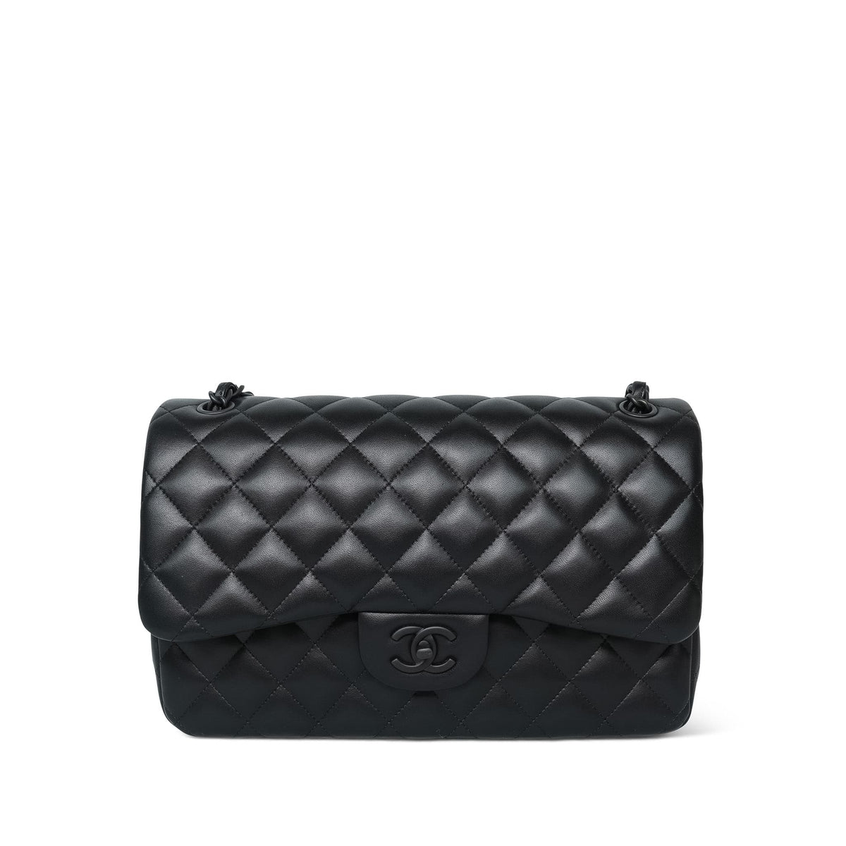 13S So Black Lambskin Quilted Jumbo Classic Flap