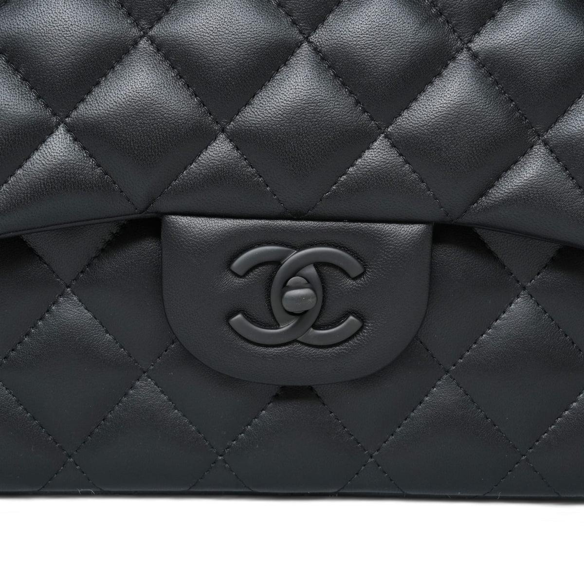 13S So Black Lambskin Quilted Jumbo Classic Flap