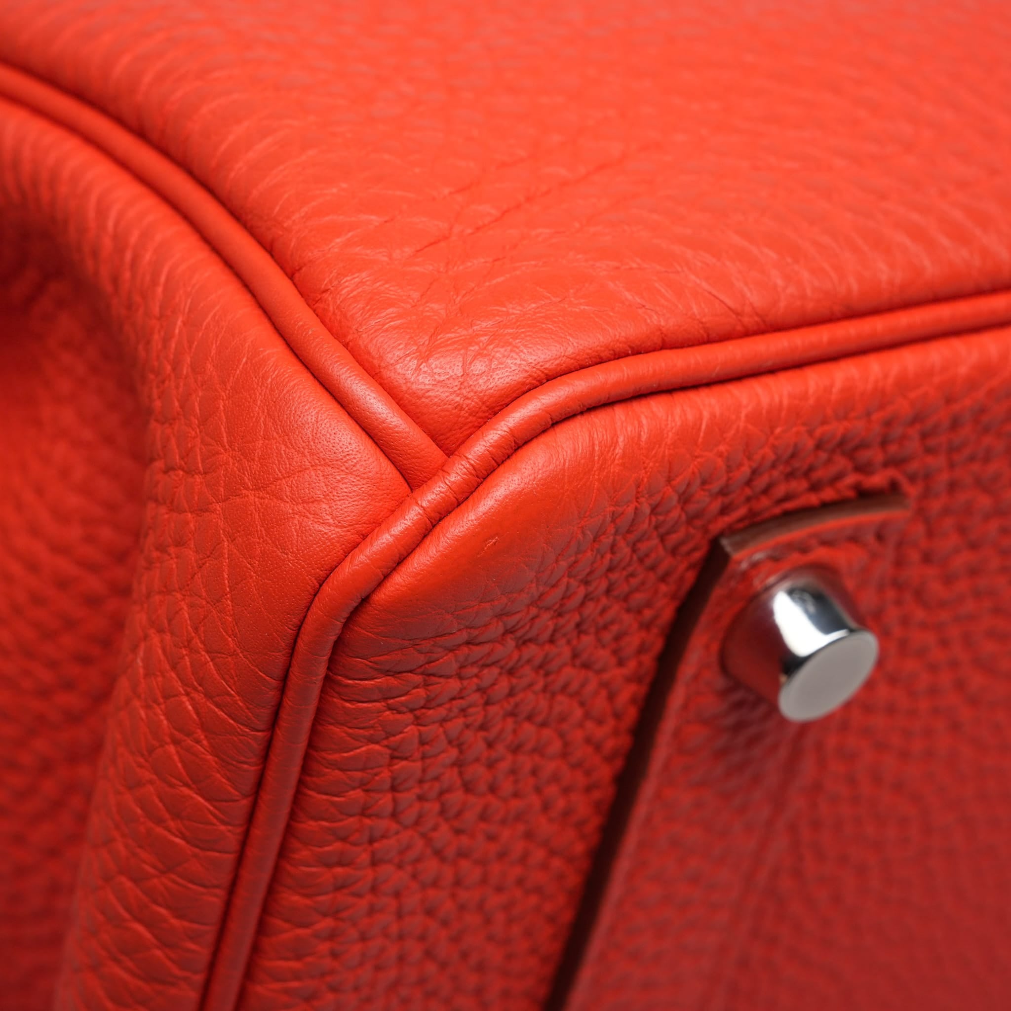 Birkin 35 Capucine Togo Palladium Plated P Square Stamp