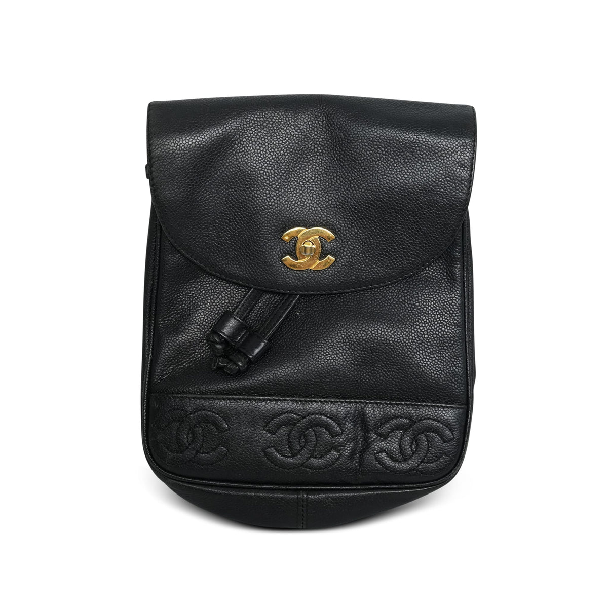 Black Caviar Triple CC Backpack Gold Hardware