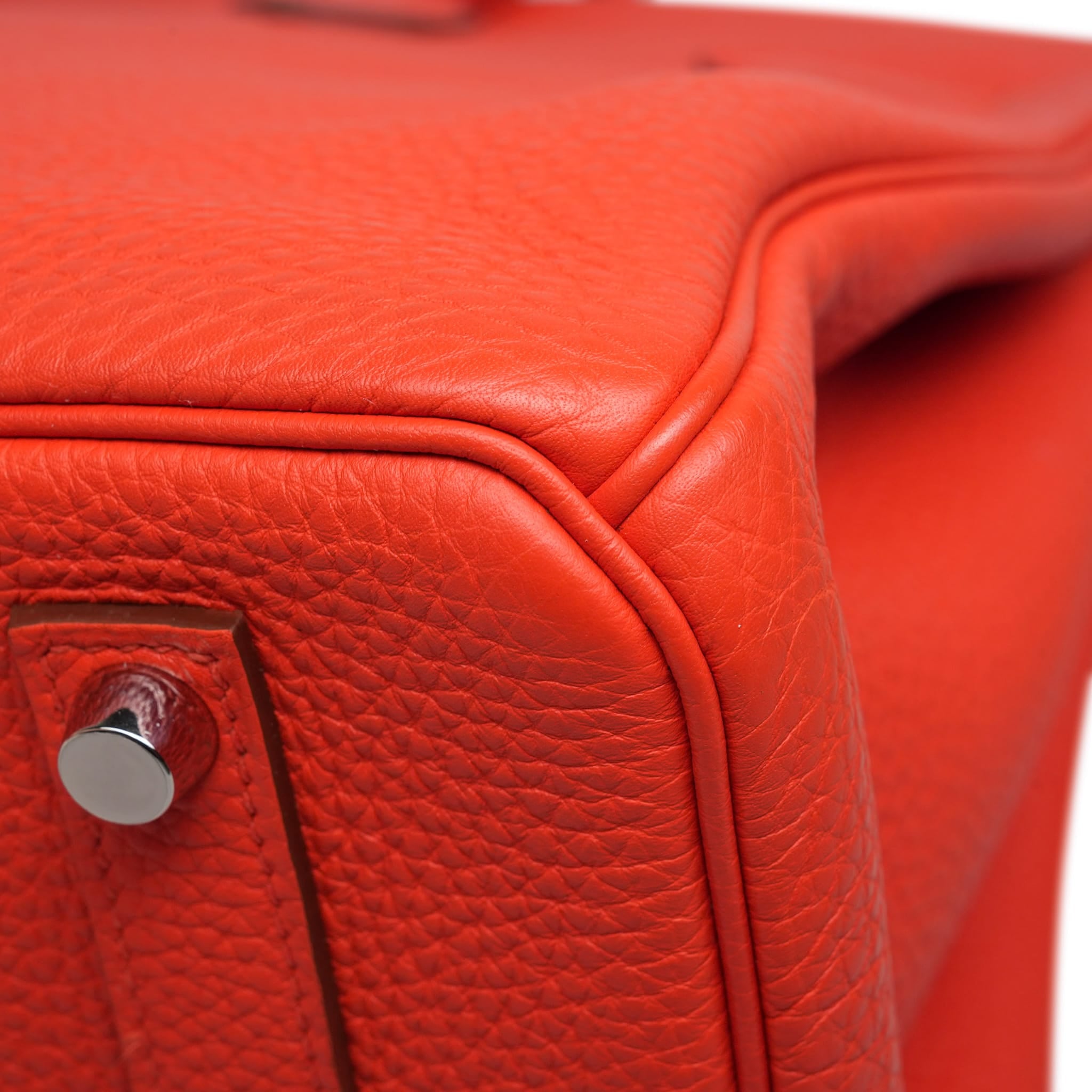 Birkin 35 Capucine Togo Palladium Plated P Square Stamp