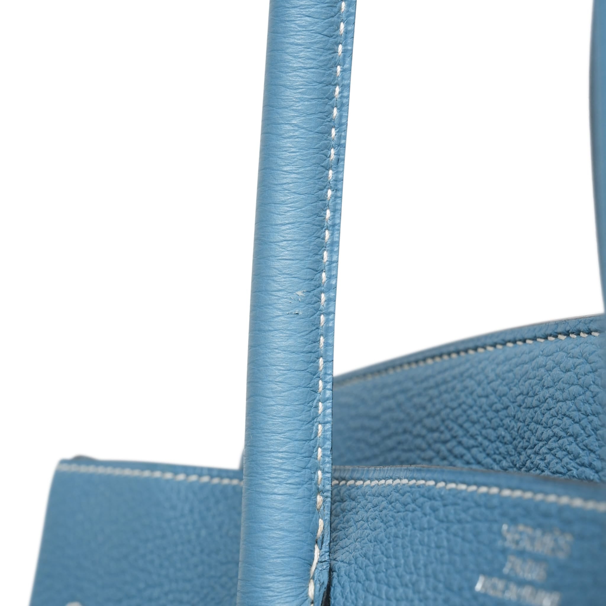 Birkin 35 Bleu Jean Togo Palladium Plated O Square Stamp