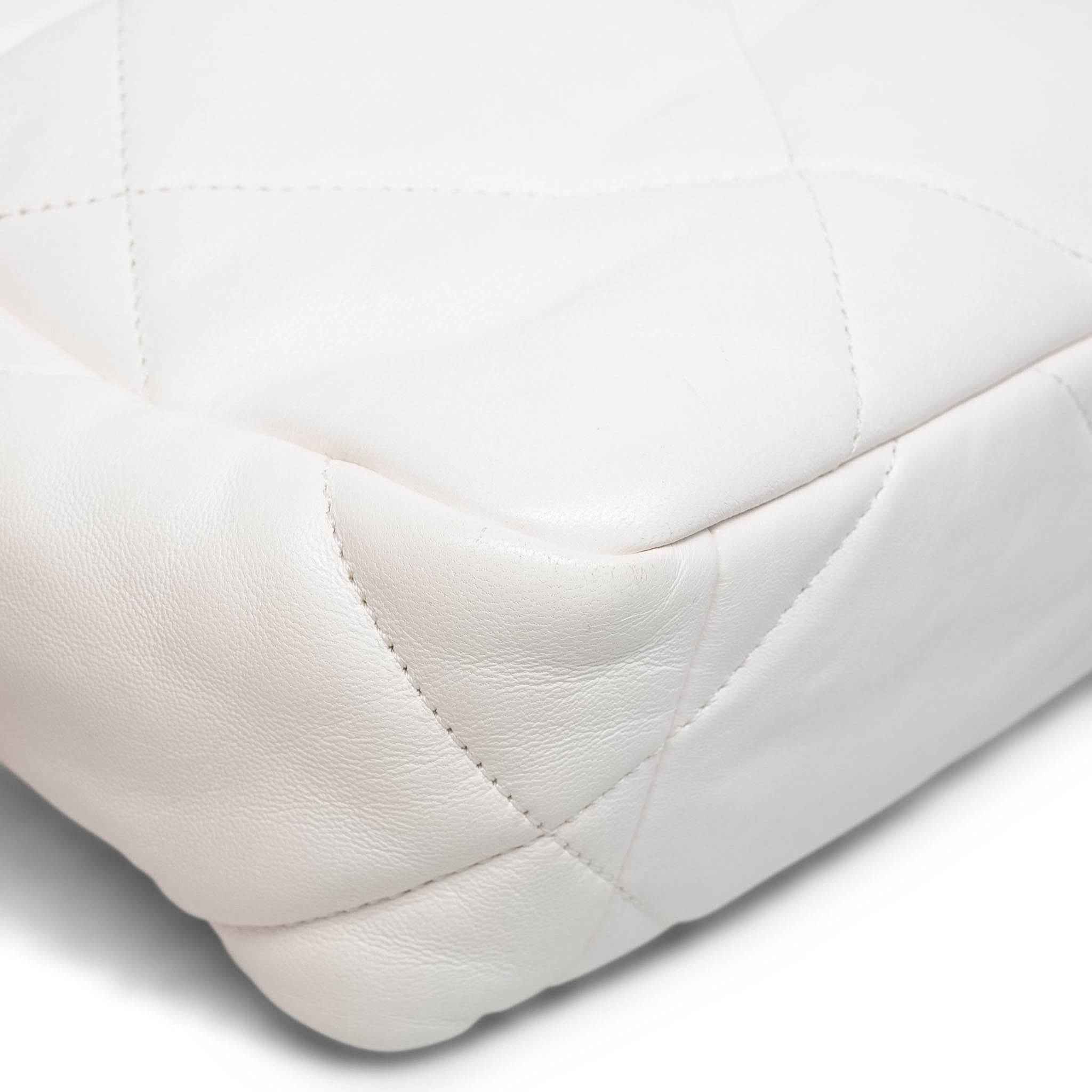 White Lambskin Quilted 19 Flap Small Mixed HW