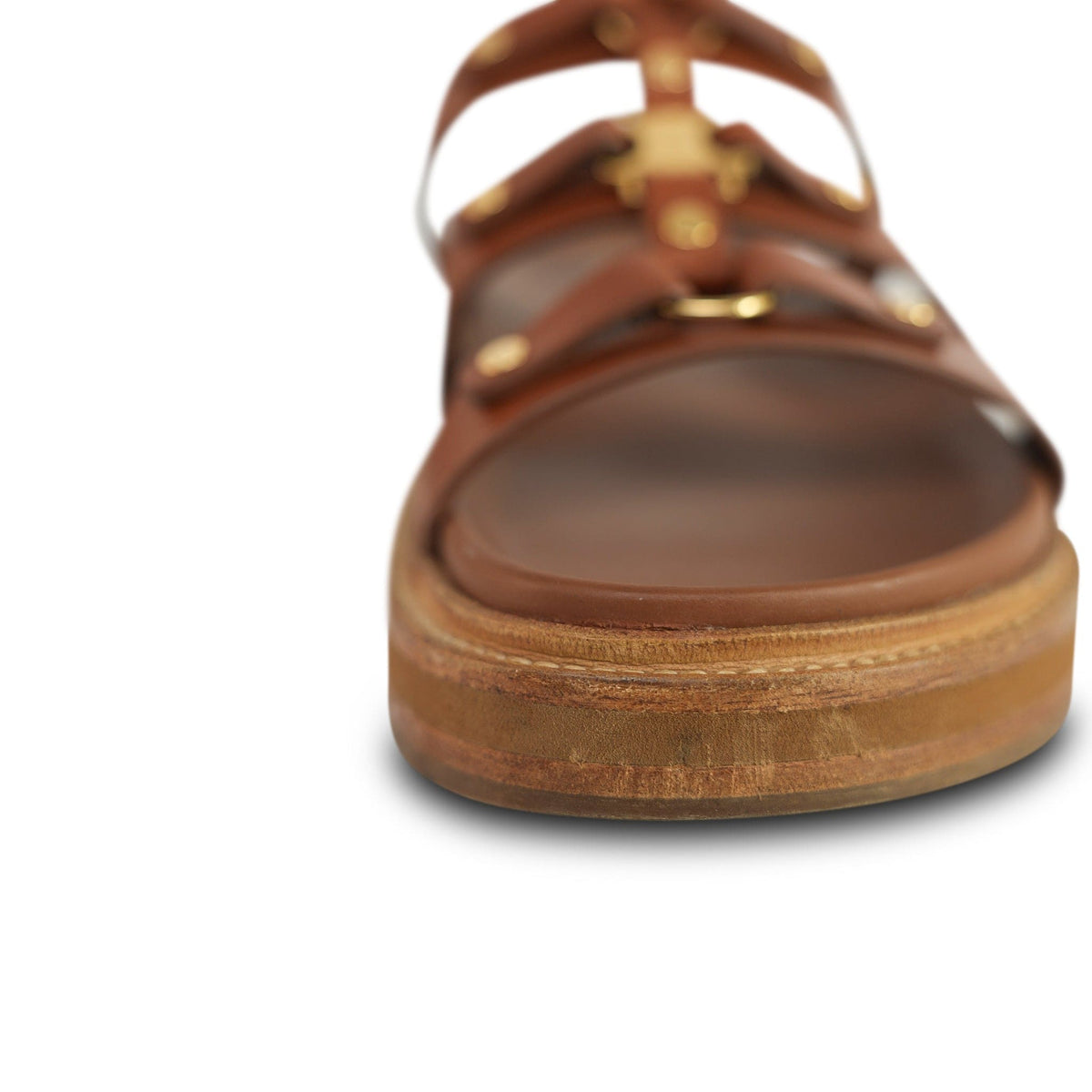 Celine Tan Calfskin Tippy Triomphe Slide/Sandal Size 37