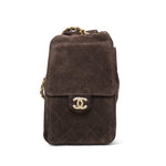 Product image 5 of 11: Brown Suede Quilted 25 Hobo Bag Small Aged Gold Hardware