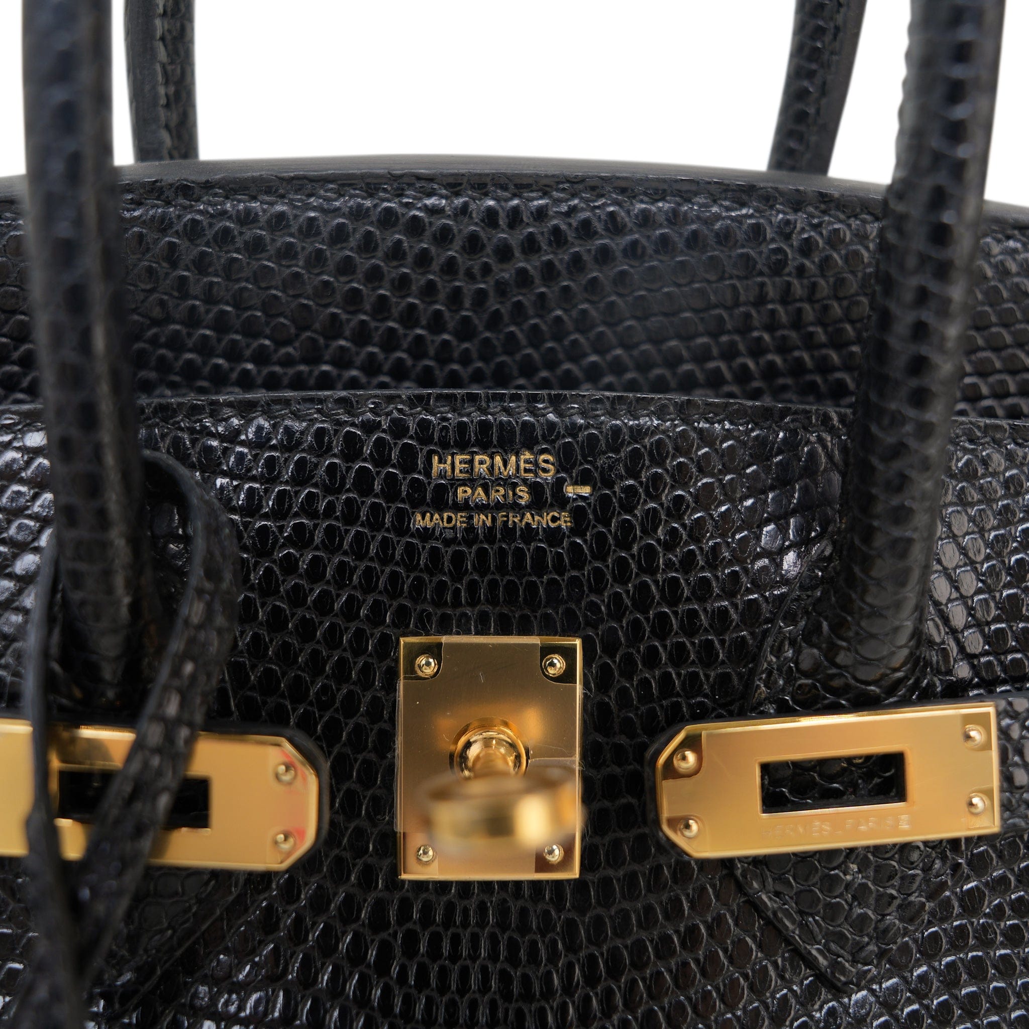 Birkin 25 Black Niloticus Lizard Gold Plated P Square Stamp – REDELUXE