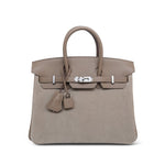 Product image 1 of 18: Birkin 25 Gris Caillou/Etoupe Grizzly/Swift Palladium Plated B Stamp