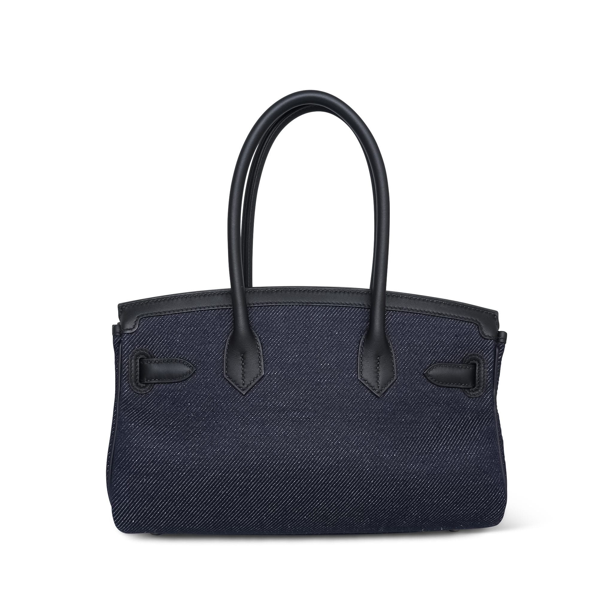 Product image 7 of 14: Shoulder Birkin 29 Bleu Indigo Jean Canvas/Noir Swift Palladium Plated K Stamp