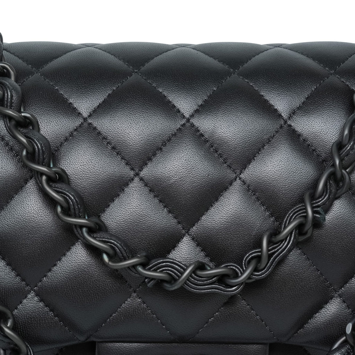 13S So Black Lambskin Quilted Jumbo Classic Flap