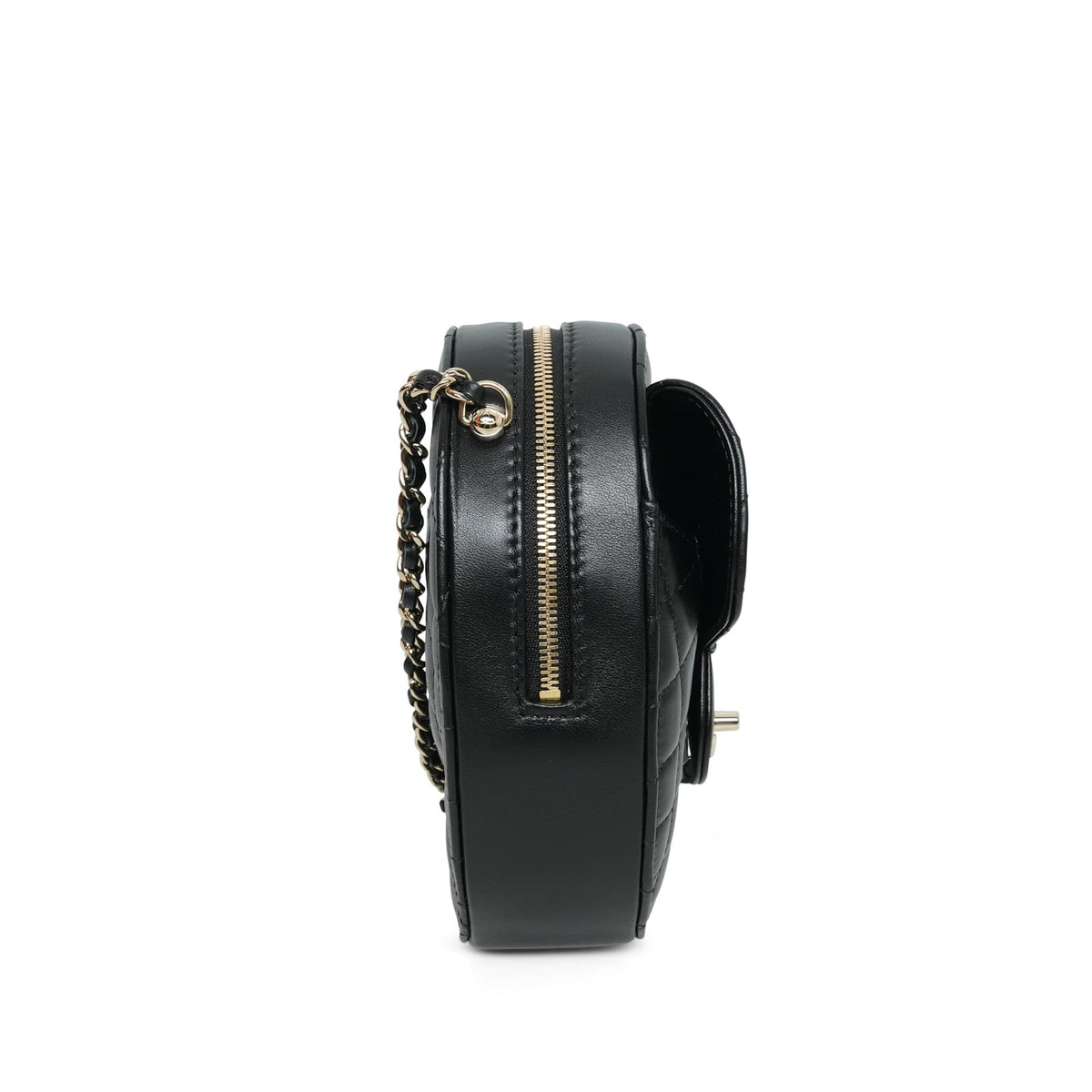 Black Lambskin Quilted Heart Bag Large Light Gold Hardware