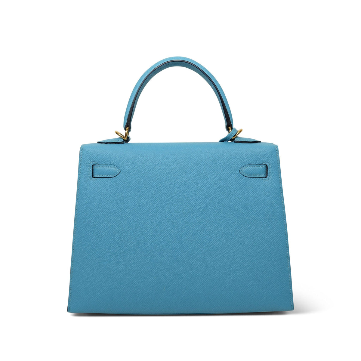 Kelly Sellier 25 Bleu Du Nord Epsom Gold Plated D Stamp