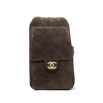 Product image 3 of 11: Brown Suede Quilted 25 Hobo Bag Small Aged Gold Hardware