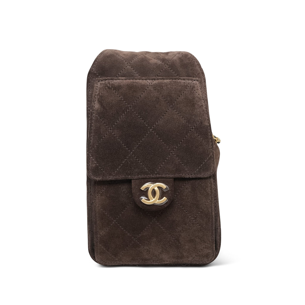 Brown Suede Quilted 25 Hobo Bag Small Aged Gold Hardware