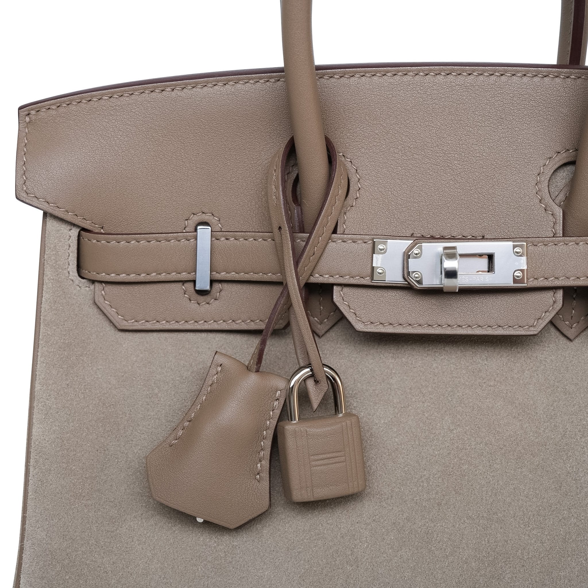 Product image 5 of 18: Birkin 25 Gris Caillou/Etoupe Grizzly/Swift Palladium Plated B Stamp