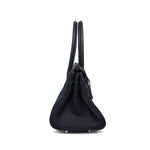 Product image 6 of 14: Shoulder Birkin 29 Bleu Indigo Jean Canvas/Noir Swift Palladium Plated K Stamp