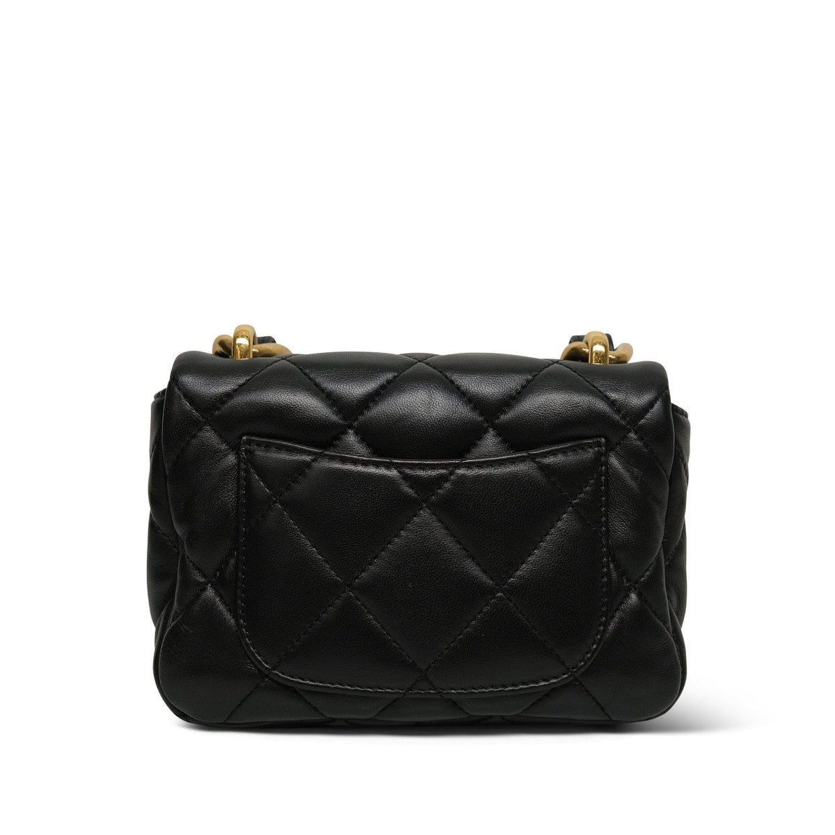 22S Black Lambskin Quilted Mini Funky Town Flap Aged Gold Hardware