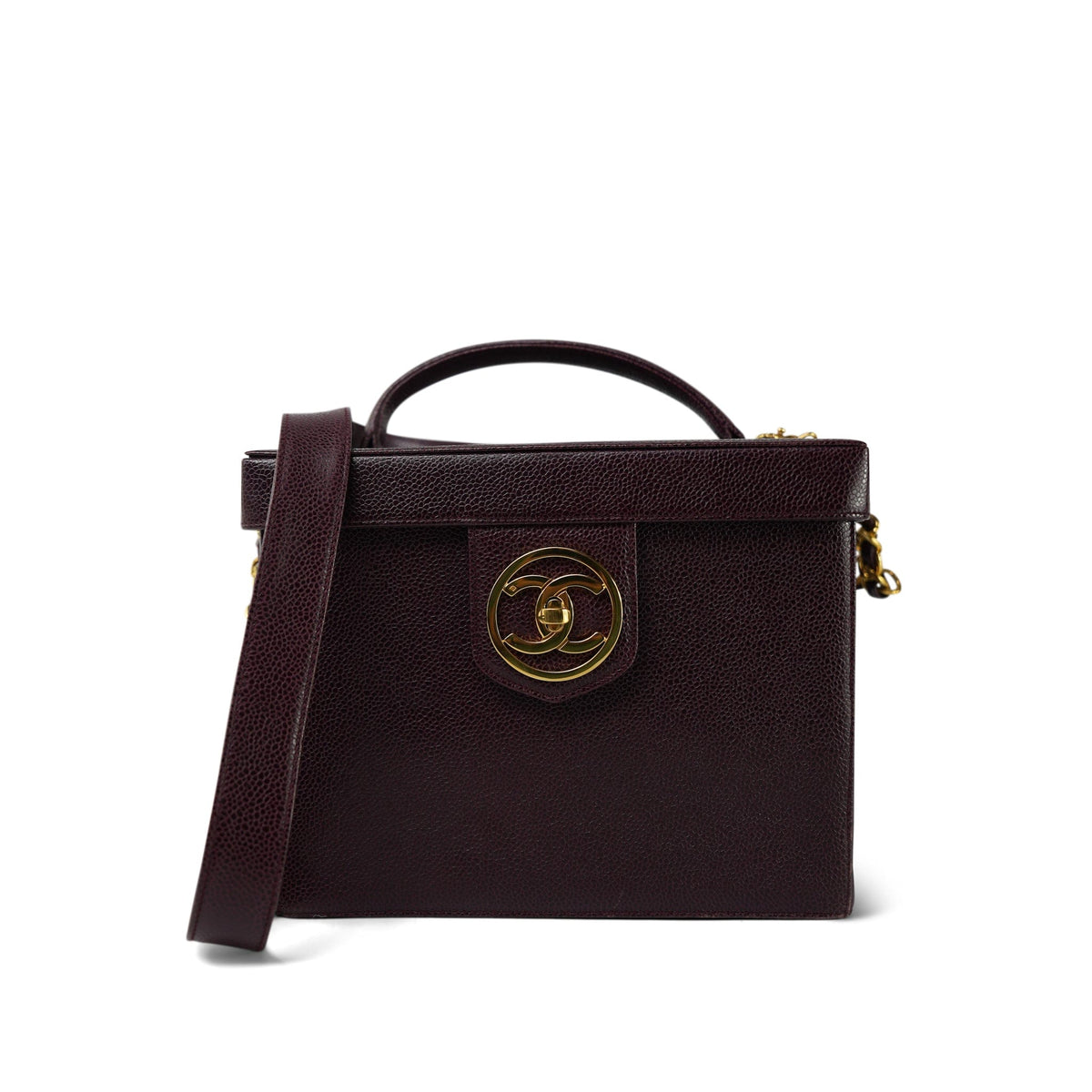 Chanel Vintage Wine Red Vanity Case Caviar GHW