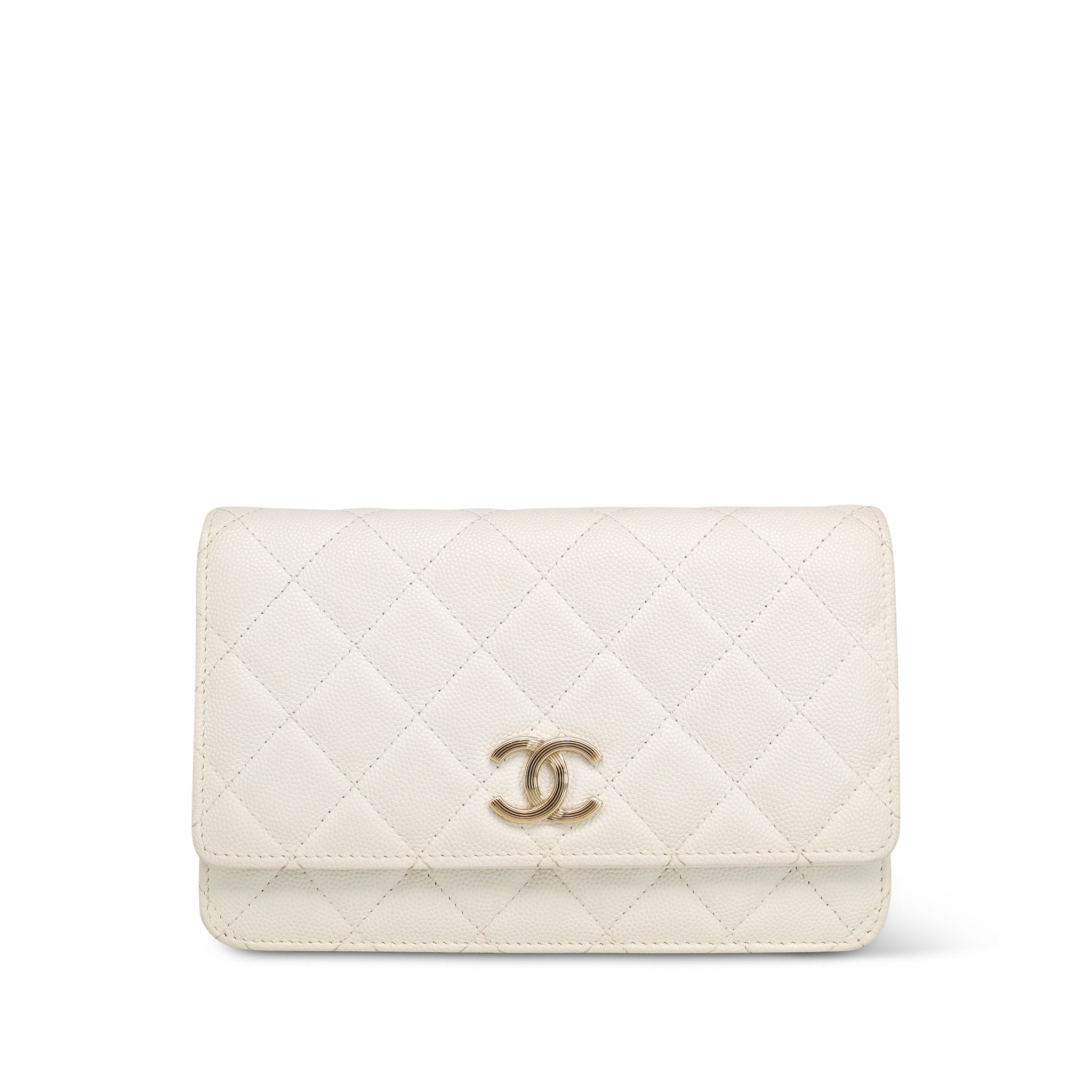 White Caviar Race Car Flag Print Quilted Wallet on Chain WOC LGHW