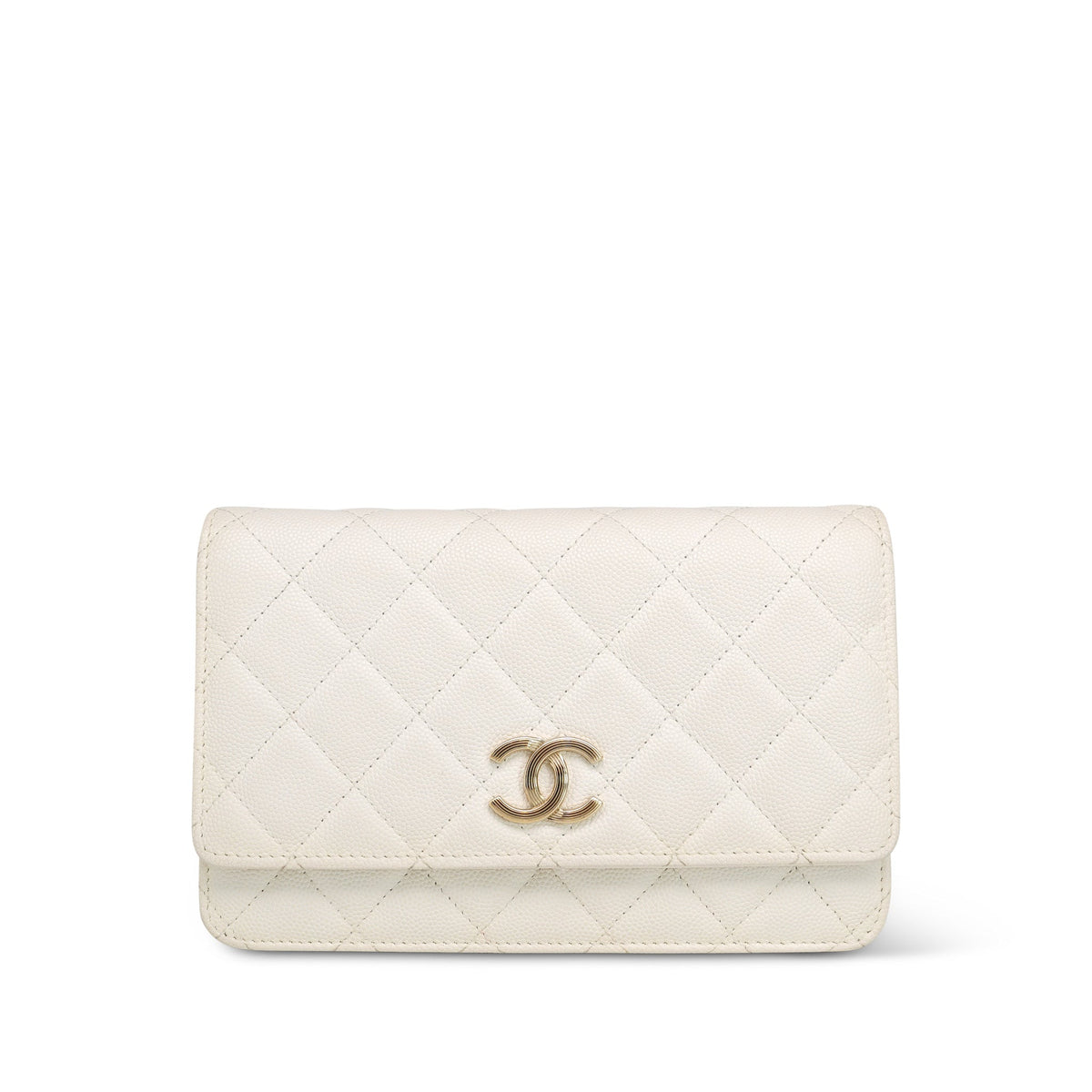 White Caviar Race Car Flag Print Quilted Wallet on Chain WOC LGHW