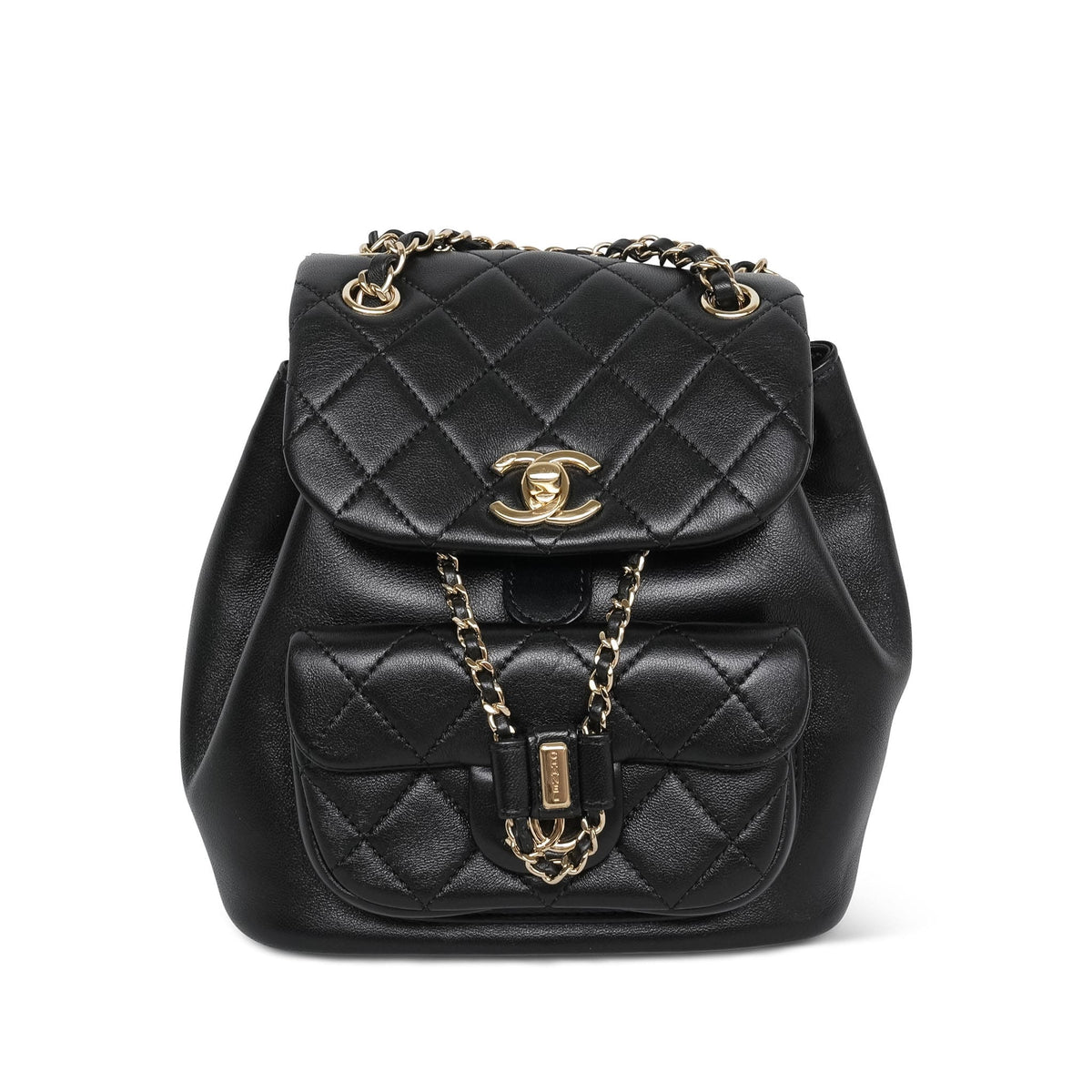 22A Black Lambskin Quilted Duma Backpack Mini LGHW