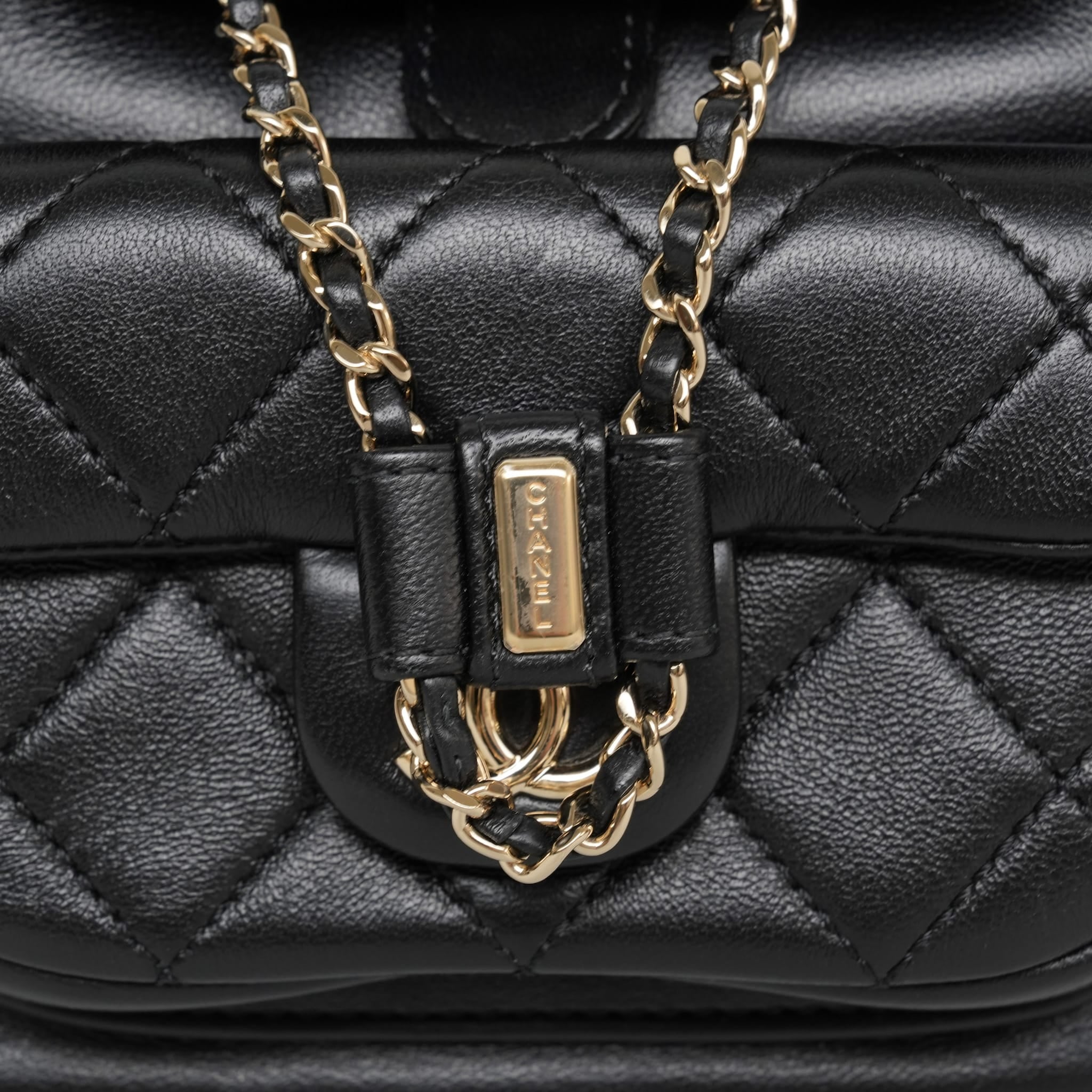 Product image 2 of 12: 22A Black Lambskin Quilted Duma Backpack Mini LGHW