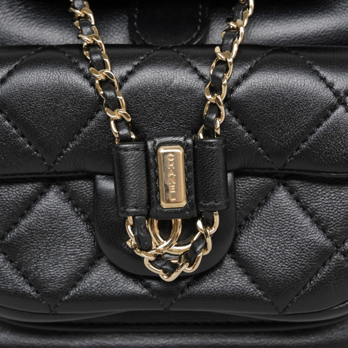 22A Black Lambskin Quilted Duma Backpack Mini LGHW