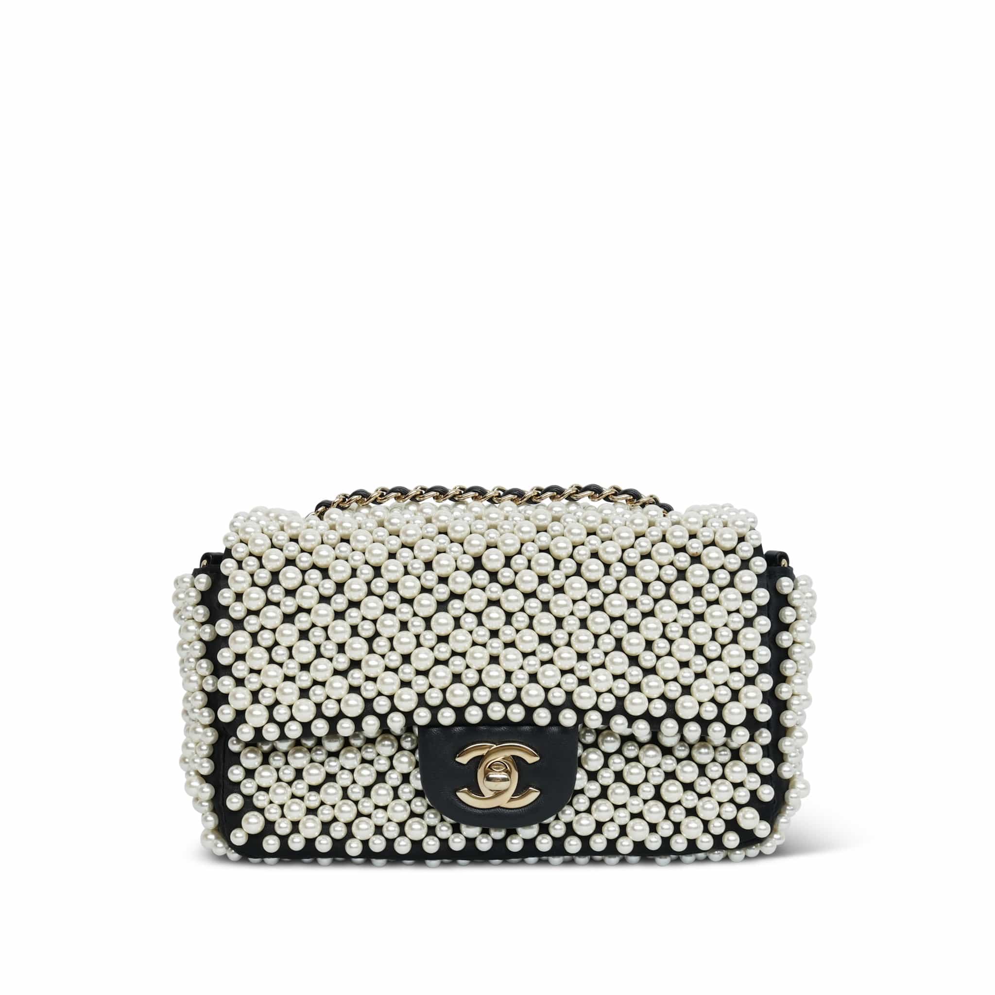 Product image 2 of 16: 19S Pearl On Flap Mini Rectangular Flap Bag LGHW