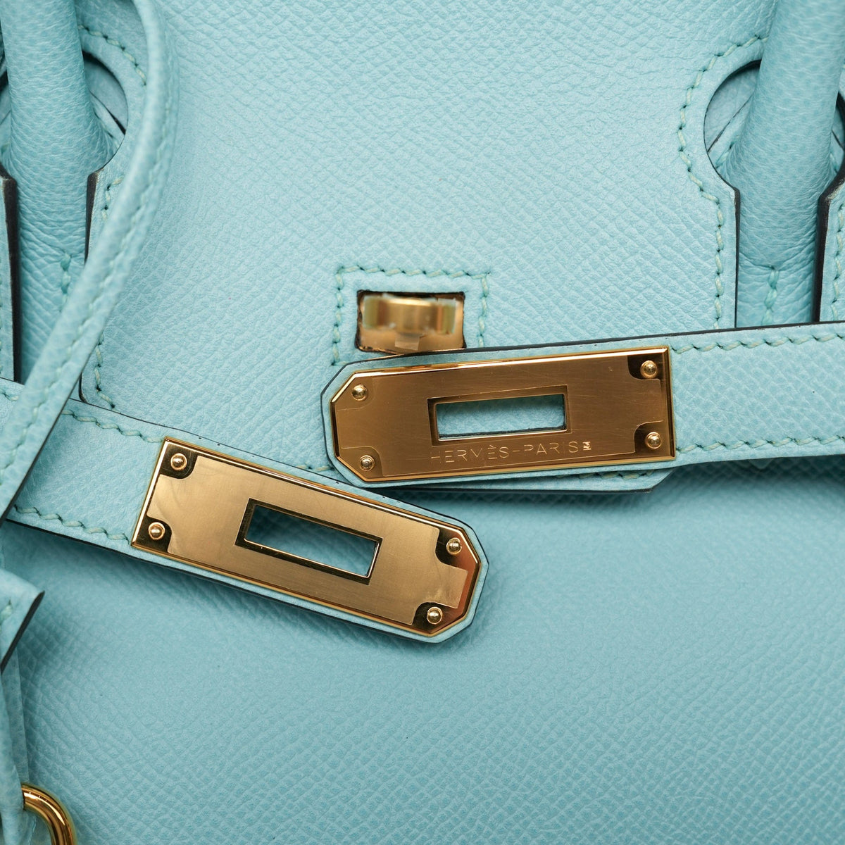 Birkin 30 Bleu Atoll Veau Epsom Gold Plated T Stamp