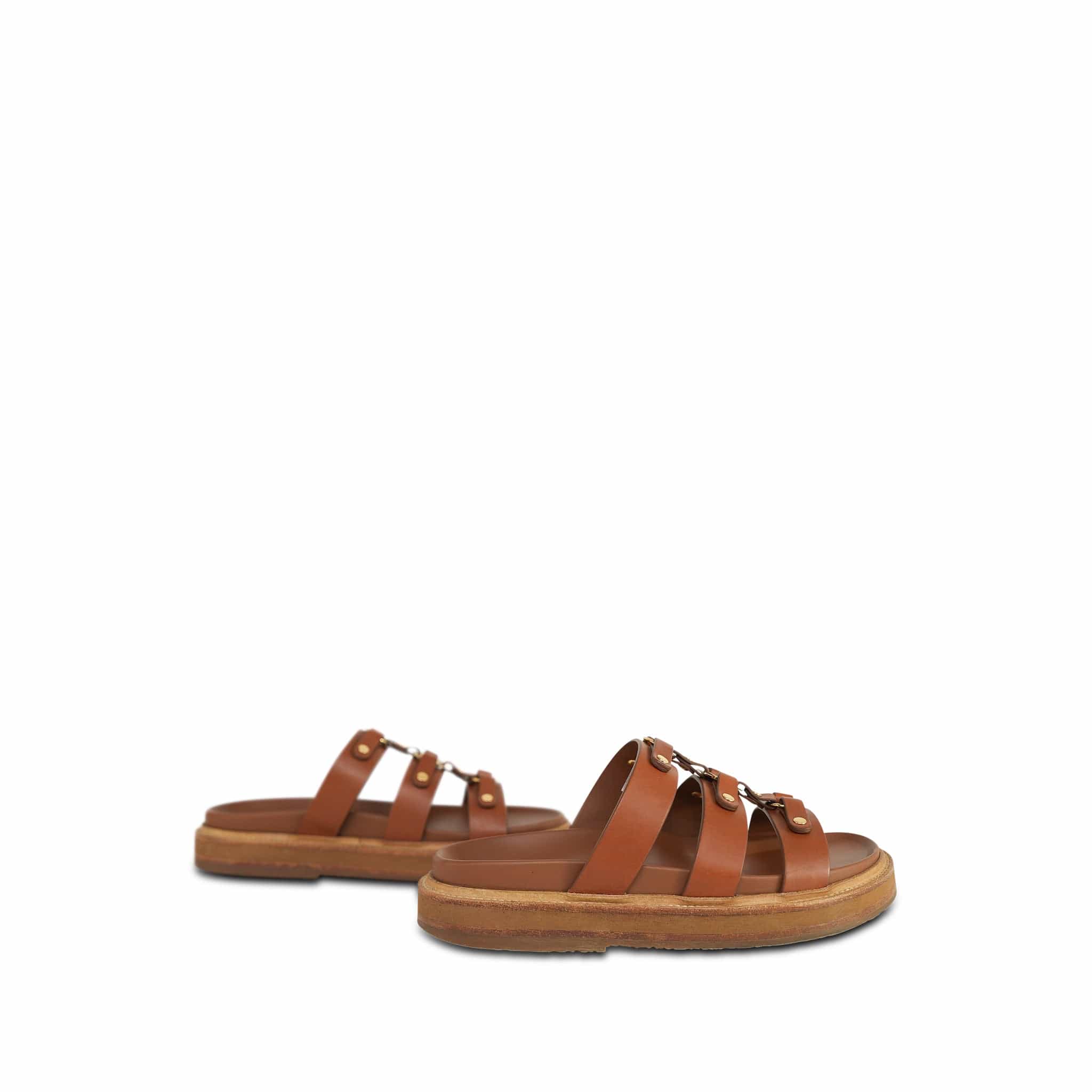 Celine Tan Calfskin Tippy Triomphe Slide/Sandal Size 37 – REDELUXE