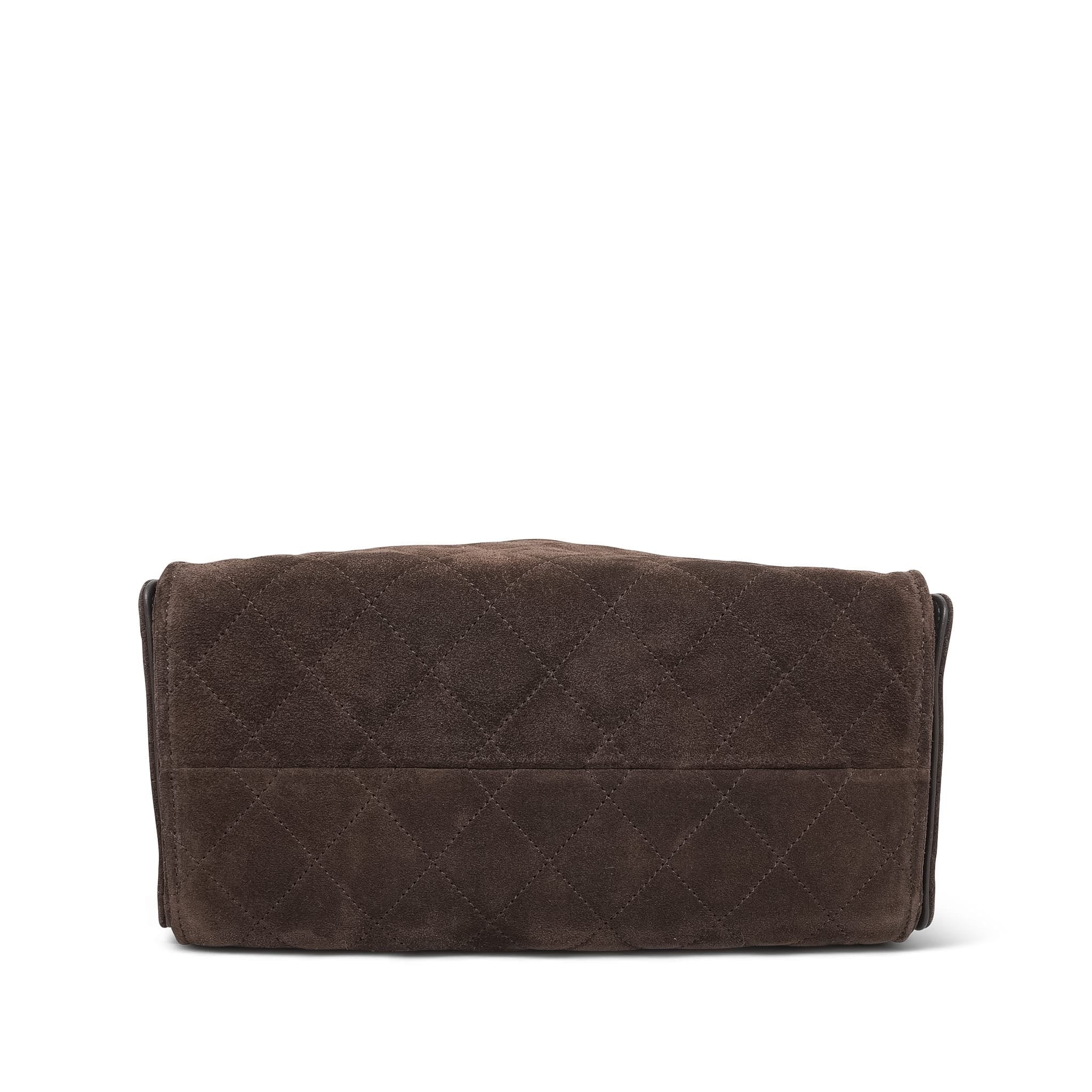 Brown Suede Quilted 25 Hobo Bag Small Aged Gold Hardware