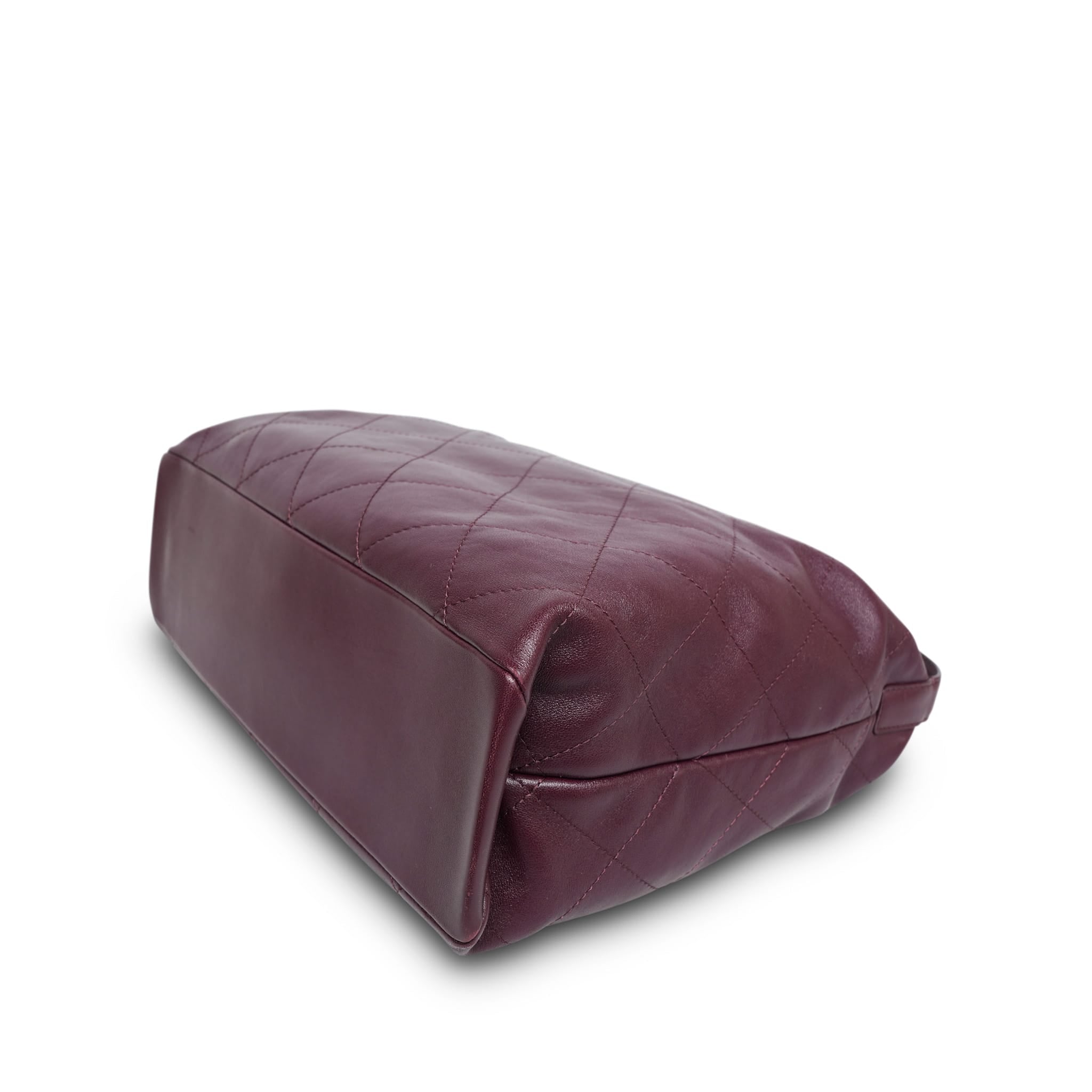 Product image 13 of 22: 26P Dark Burgundy Lambskin Quilted Maxi Hobo Shoulder Bag LGHW