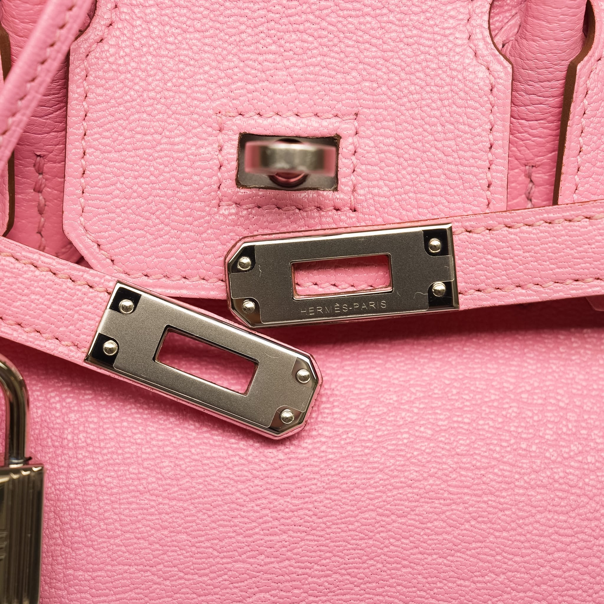Product image 5 of 16: Birkin 25 Bi-Color Horseshoe (HSS) Rose Confetti/Turquoise Chevre Palladium Plated R Square Stamp