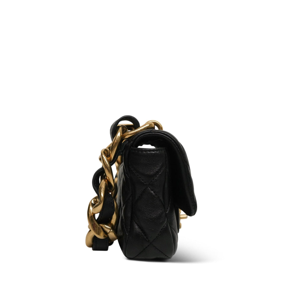 22S Black Lambskin Quilted Mini Funky Town Flap Aged Gold Hardware