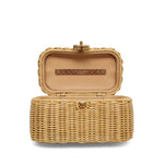 Product image 16 of 17: Braided Rattan Cruise Vanity Case Aged Gold Hardware