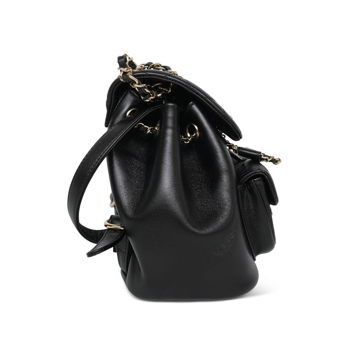 22A Black Lambskin Quilted Duma Backpack Mini LGHW