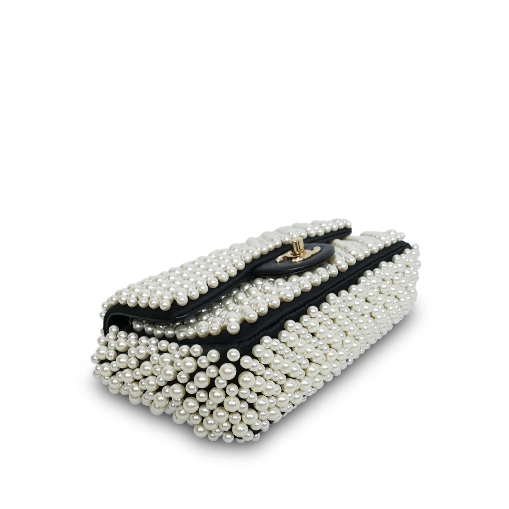 Product image 11 of 16: 19S Pearl On Flap Mini Rectangular Flap Bag LGHW