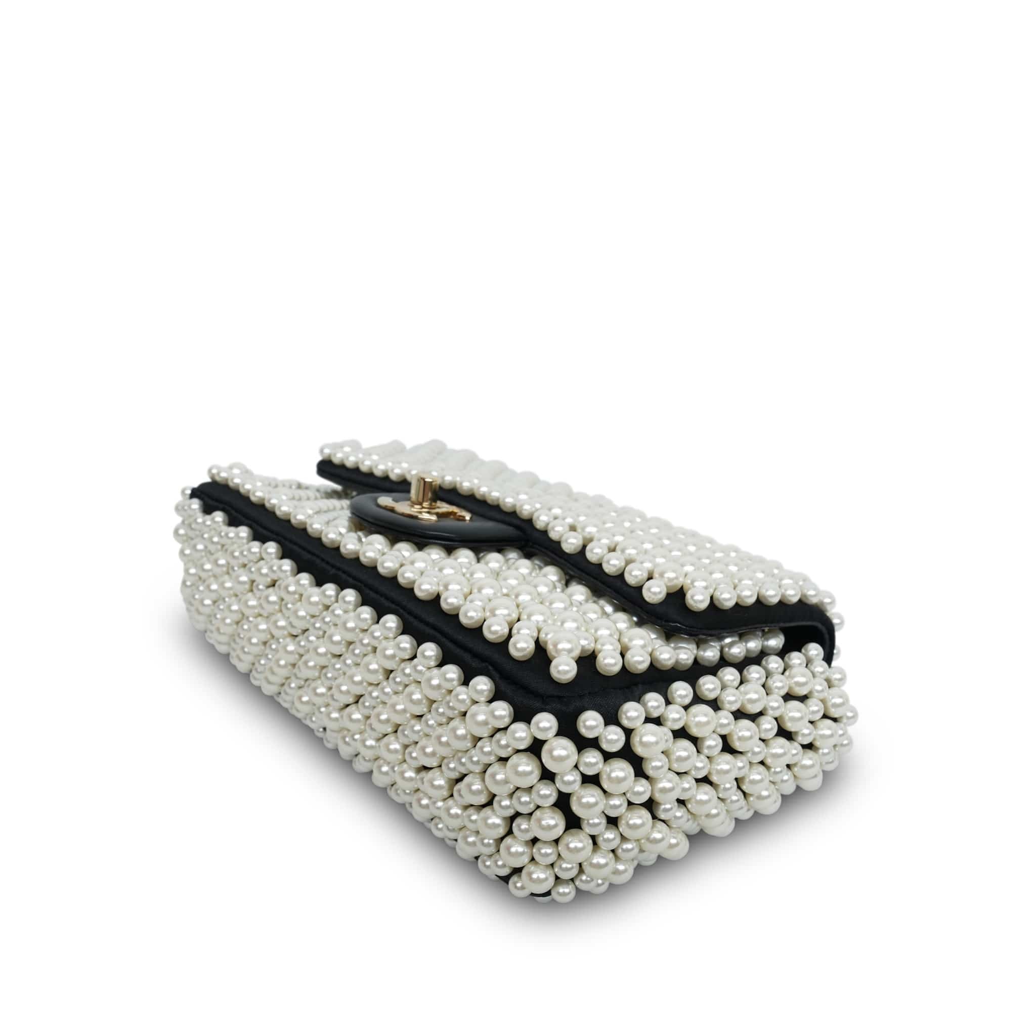 Product image 12 of 16: 19S Pearl On Flap Mini Rectangular Flap Bag LGHW