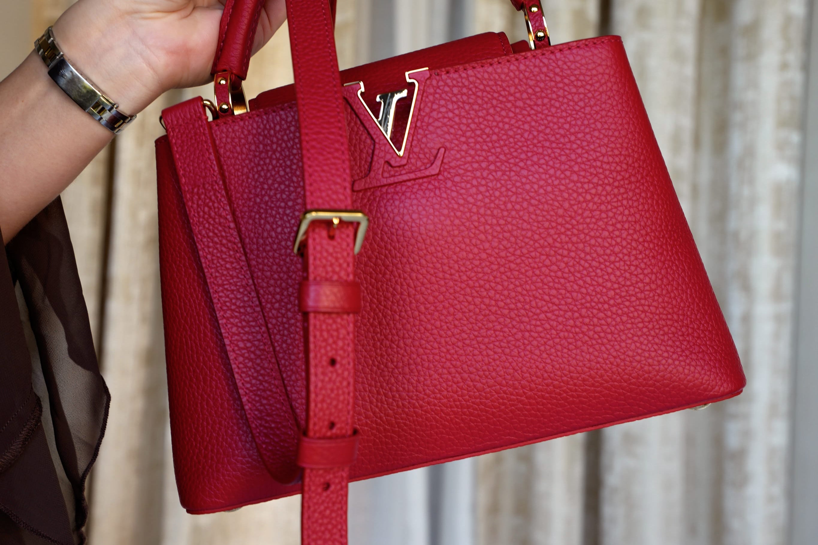 Product image 10 of 14: Louis Vuitton Red Taurillon Capucines BB Light Gold Hardware