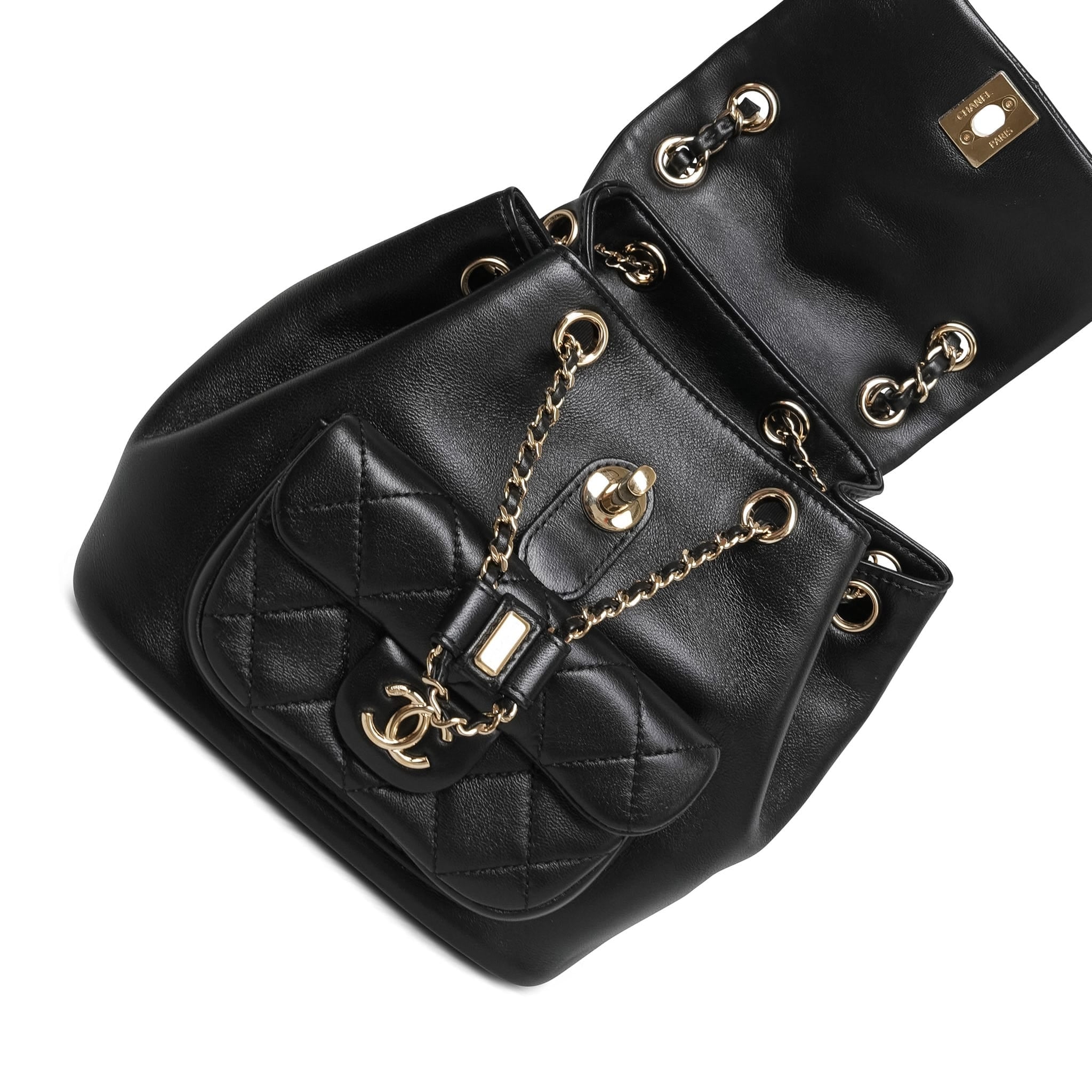 Product image 12 of 12: 22A Black Lambskin Quilted Duma Backpack Mini LGHW