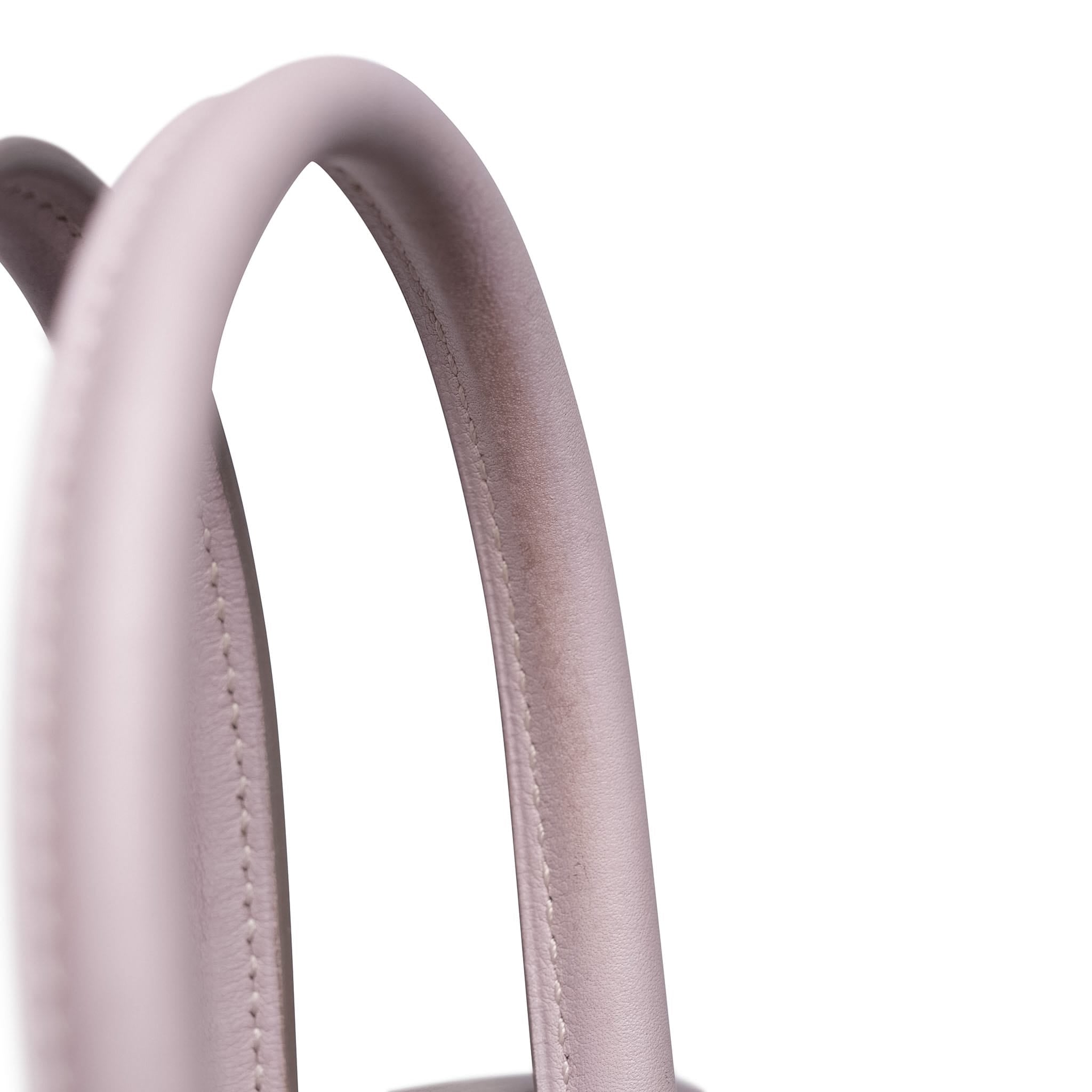 Product image 24 of 25: Birkin 25 Rose Dragee Swift Palladium Plated K Square Stamp