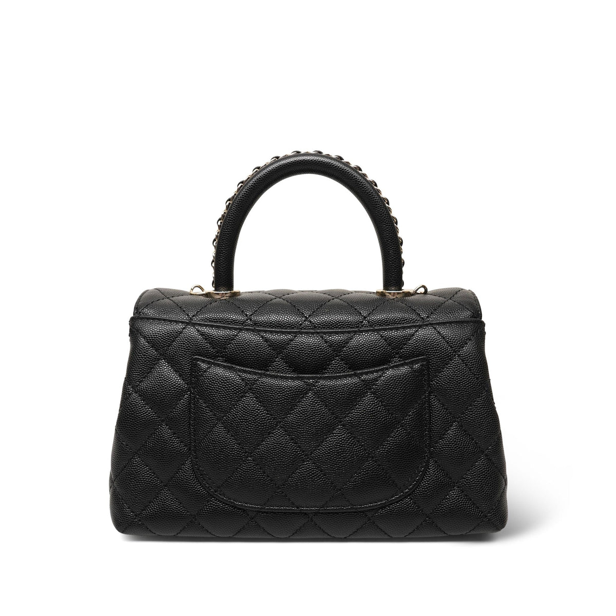 23A Black Caviar Quilted Coco Chain Handle Small LGHW